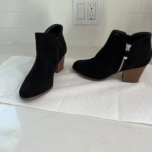 Black Suede booties, size 7 1/2 M pre-owned excellent condition